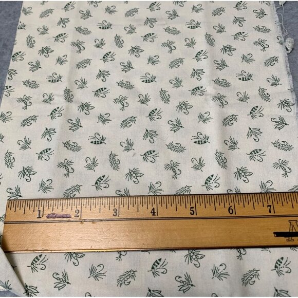 Floral Cotton Fabric 1/4 yard x 44" Green Cream Sewing Quilting Crafts - Picture 2 of 3